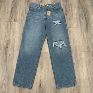 Levi's Casual Distressed Blue Denim ‘94 Baggy Mid Rise Straight Leg Jeans